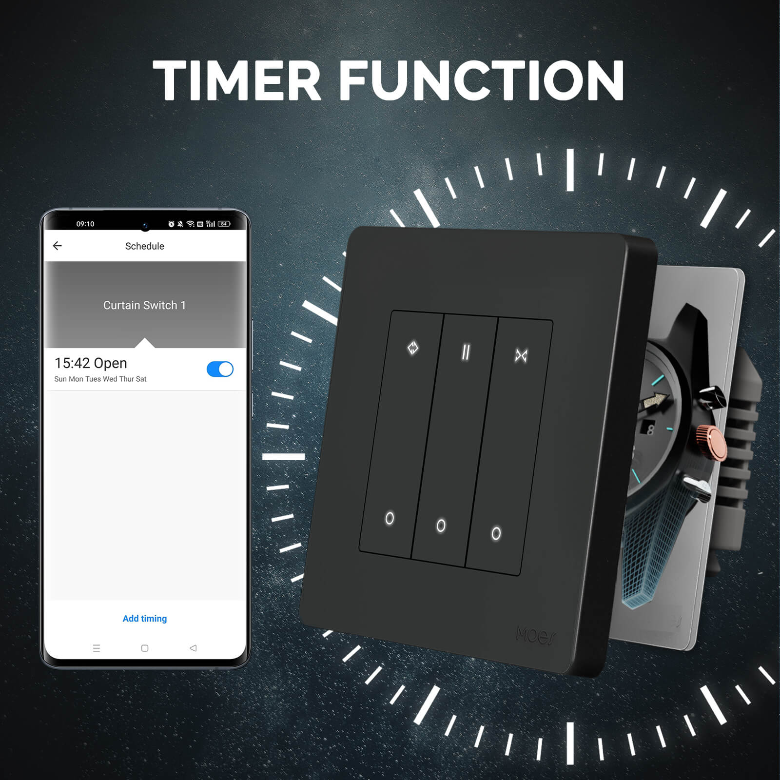MOES ZigBee RF Smart Curtain Switch For Roller Shutter Electric Curtains Blind Motor Support Timing & Remote Control 3