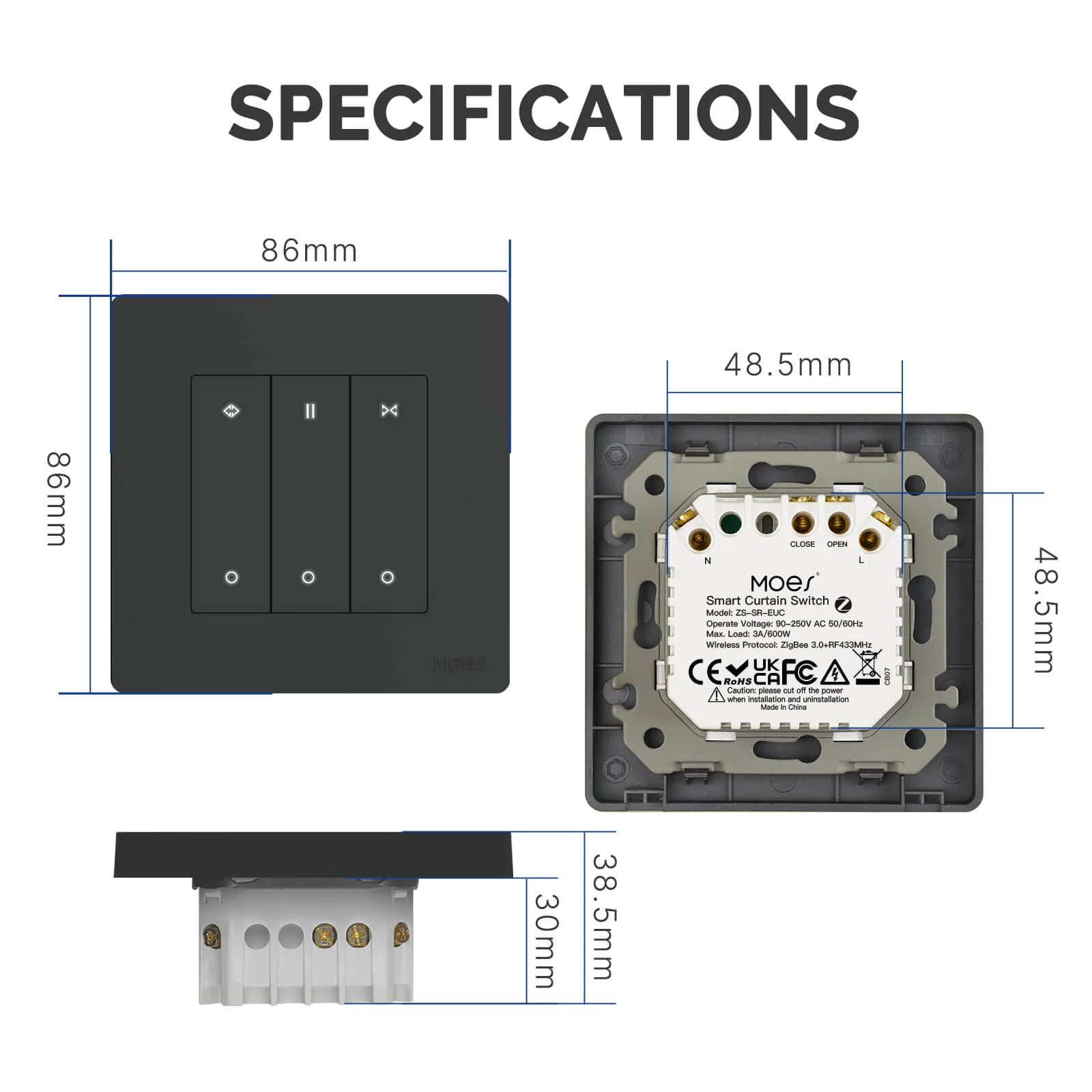 MOES ZigBee RF Smart Curtain Switch For Roller Shutter Electric Curtains Blind Motor Support Timing & Remote Control 7