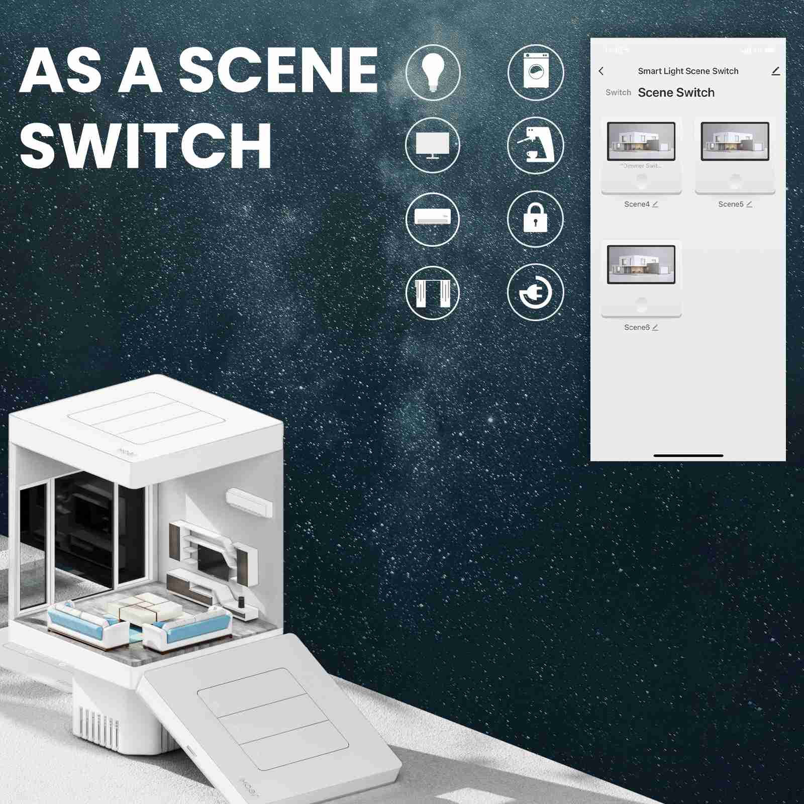ZigBee Star Ring Smart Light Switch & Scene Controller, Neutral Wire Required, 2 Switches Association 6