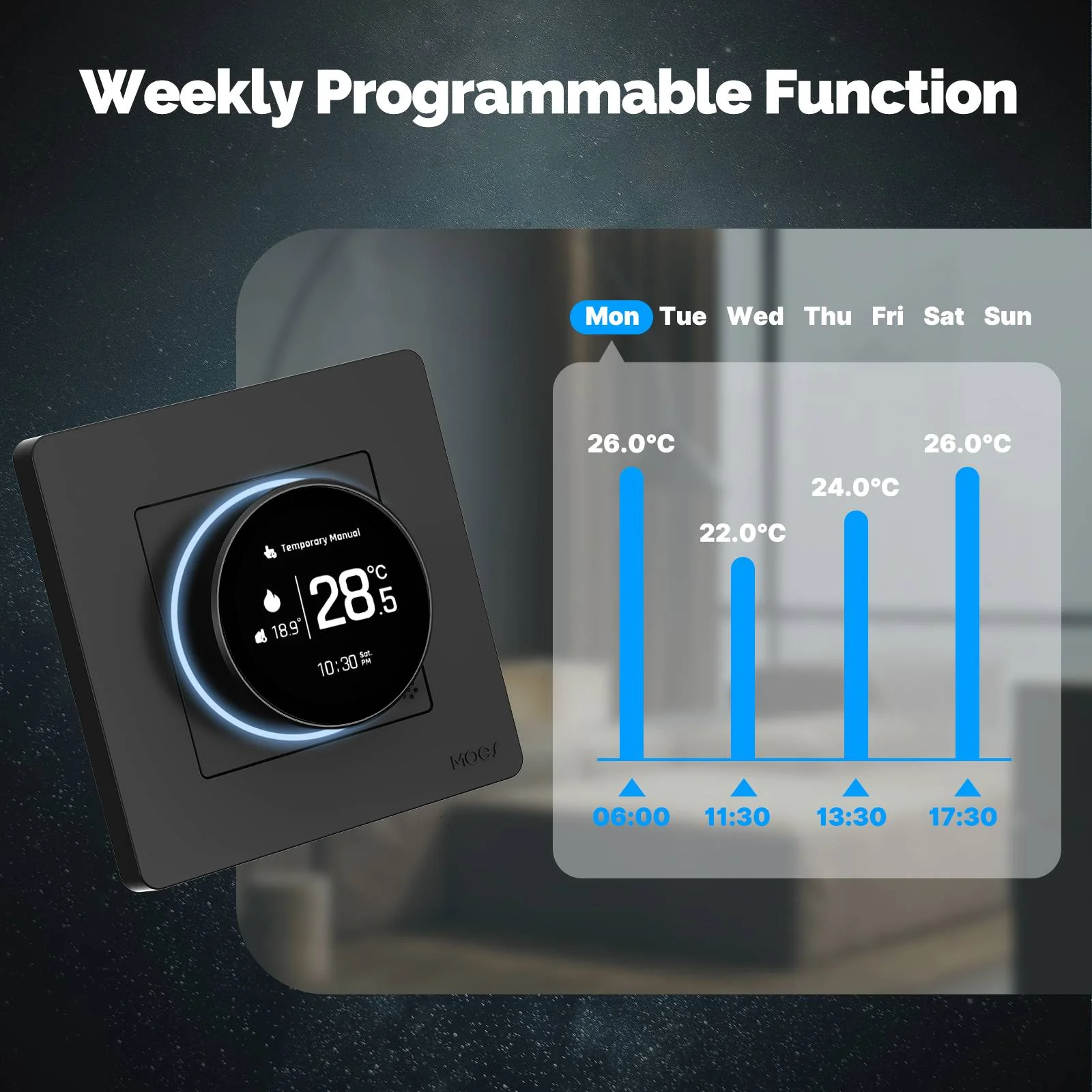 ZigBee Star Ring Smart Thermostat Temperature Controller Water Boiler Electric Heating 3