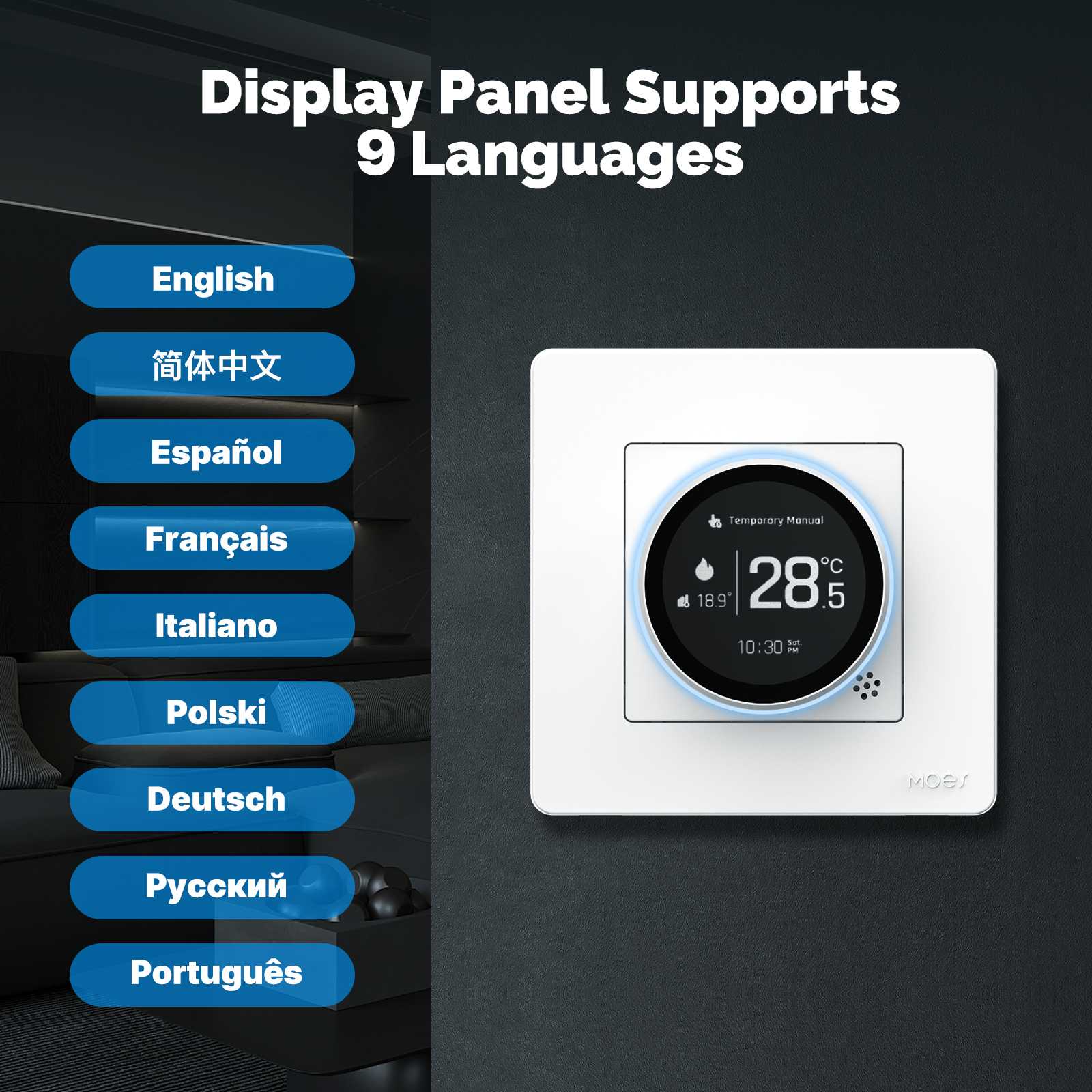 ZigBee Star Ring Smart Thermostat Temperature Controller Water Boiler Electric Heating 4