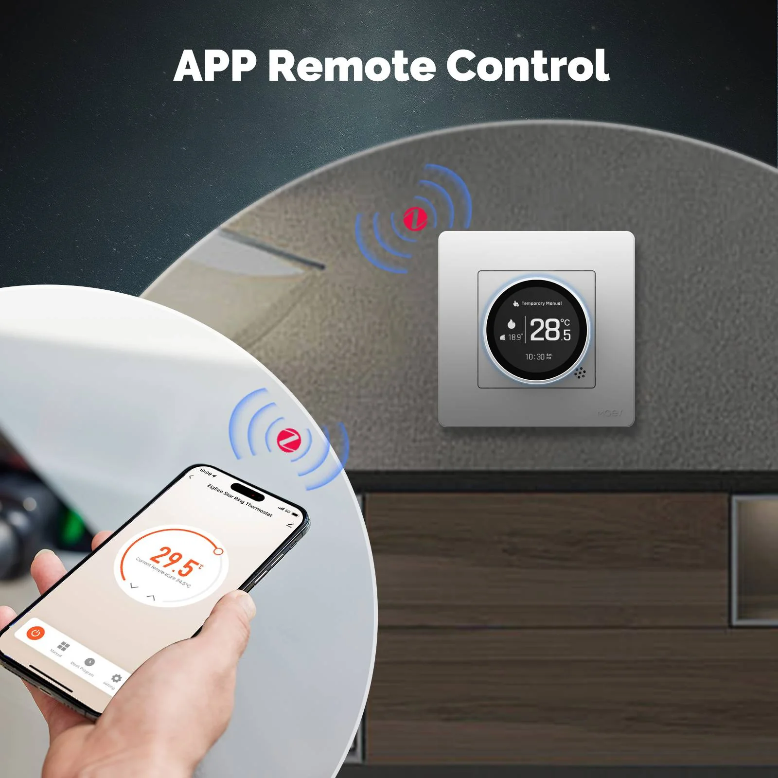ZigBee Star Ring Smart Thermostat Temperature Controller Water Boiler Electric Heating 5