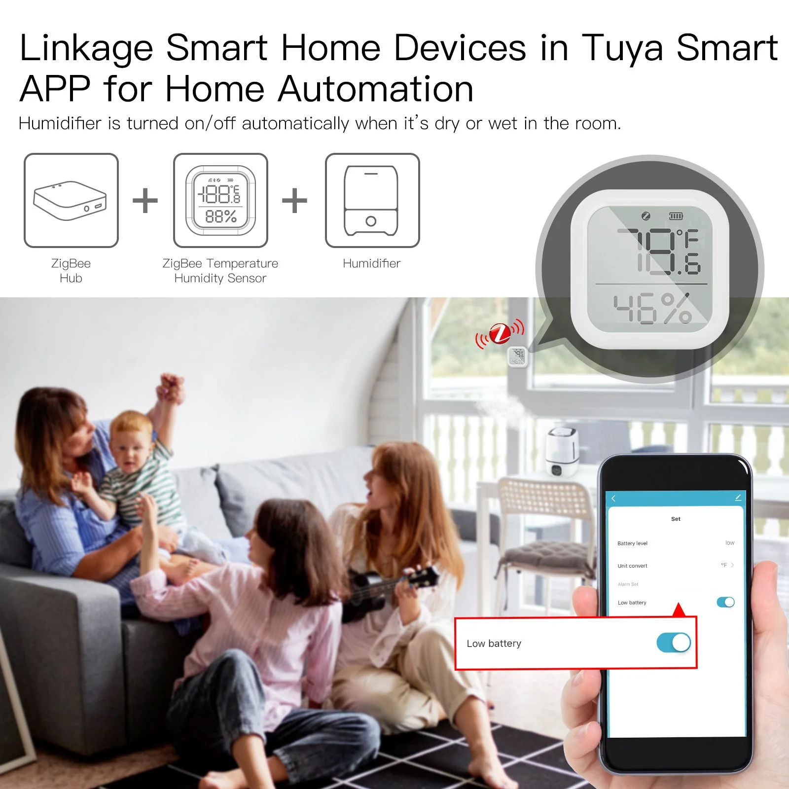 MOES ZigBee Smart Temperature and Humidity Sensor Indoor Hygrometer Thermometer Detector 5