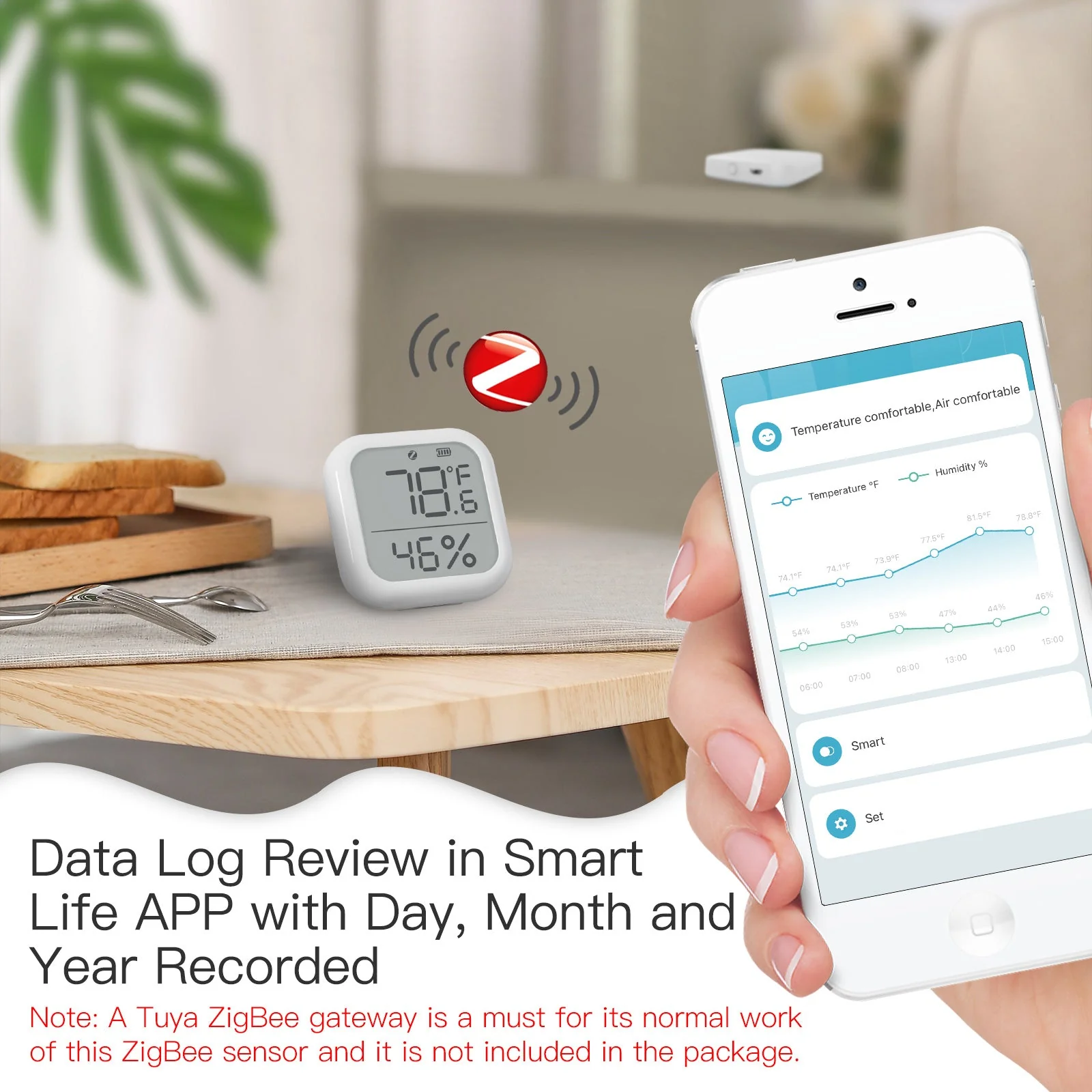 MOES ZigBee Smart Temperature and Humidity Sensor Indoor Hygrometer Thermometer Detector 7