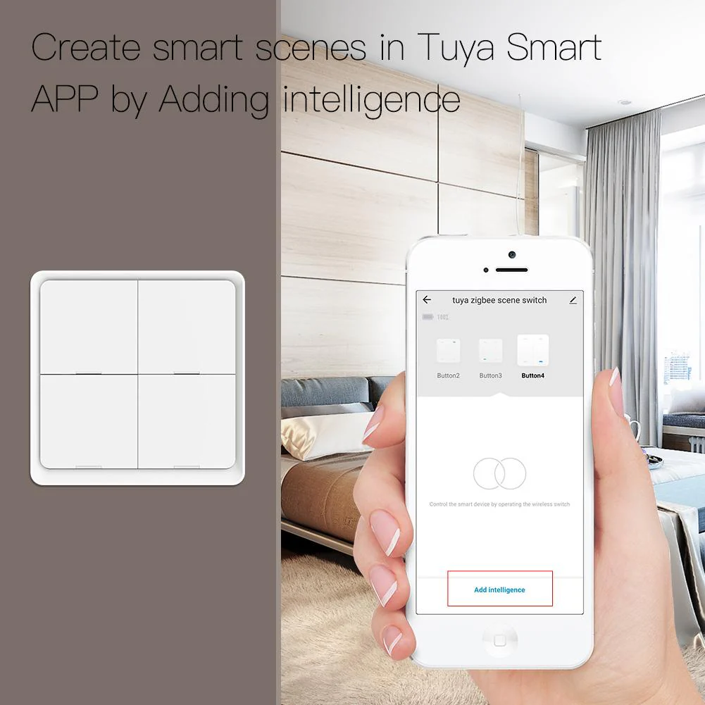 ZigBee Light Switch, Battery Powered Light Switch, Multi-Control Wireless Push Button Scene Switches 6