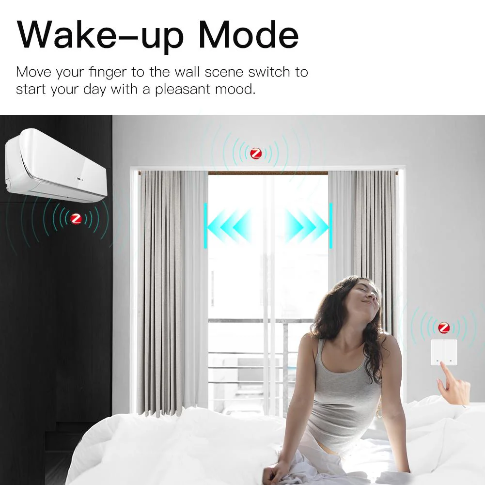 ZigBee Smart 9 Scene Mechanical Push Button Switch Multi-Control Battery Powered 4