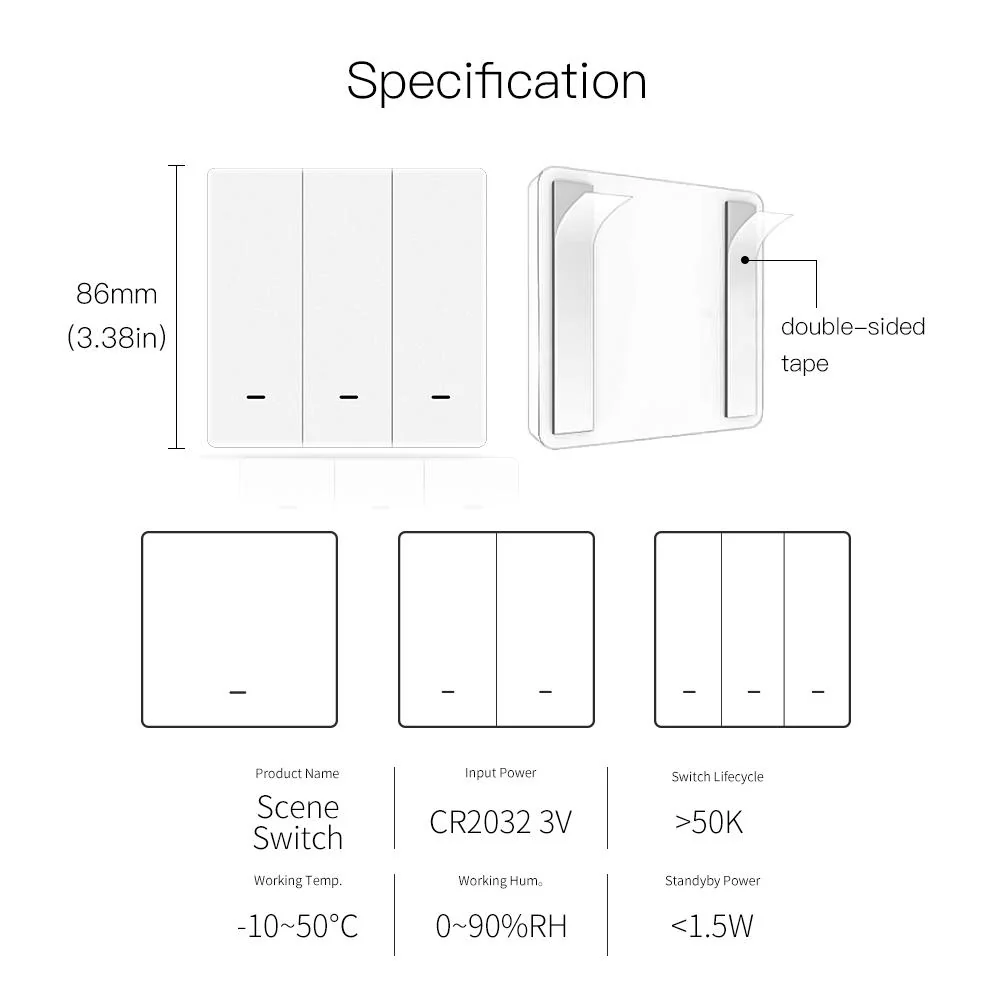 ZigBee Smart 9 Scene Mechanical Push Button Switch Multi-Control Battery Powered 7