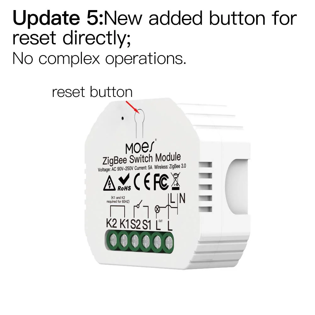 ZigBee Smart Light Switch Module Tuya No Neutral Wire 2 Way Required 2MQTT Relay 6