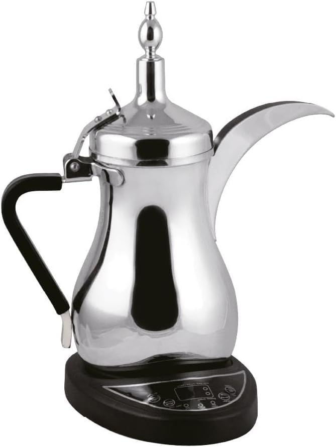 DENX Coffee Pot Set, 1L Stainless Steel Coffee Maker with UK Plug, 800W Electric Kettle for Boiling Water, Milk, Tea, and Coffee, Compact and Durable Design, Silvery