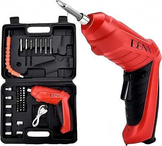 DENX DX2502 Electric Drill Adjustable Rechargeable Electric Screwdriver Set, 250 RPM, 70 Minutes Working Time, 42V Battery, Ideal for DIY Projects