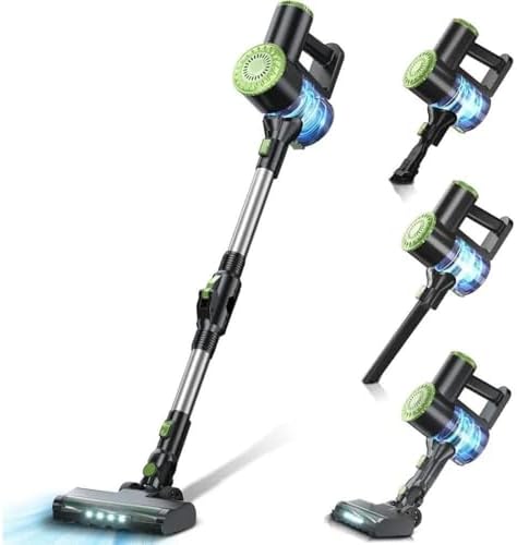 DENX DX2903 Cordless Stick Vacuum Cleaner, 160W, 800ml Dustbin, 2000mAh Battery, 7-10 KPA Suction, LED Light, 2 Modes, Lightweight & Portable
