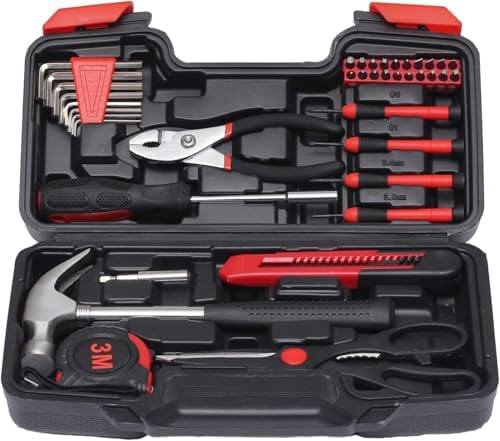 DENX DX301 39-Piece Household Tool Set, Durable Hand Tools Kit for Home, DIY & Repairs, Includes Screwdrivers, Pliers, Hammer, Utility Knife, Tape Measure, Compact Storage Case