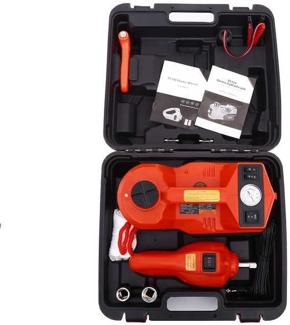 DENX Electric Car Jack Set, 2-Ton Capacity, Portable Emergency Lift Kit with Carrying Case