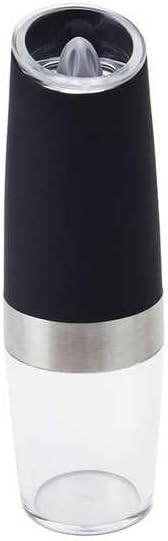 DENX Gravity Electric Salt & Pepper Grinder, Automatic Operation, Adjustable Coarseness, LED Light, 150ml Capacity, Stainless Steel and ABS Construction, Battery Powered