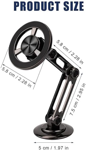 DENX Magnetic Car Holder, Model DX1256, 4200 Gauss Strong Magnet, 58.5cm Adjustable Arm, Zinc Alloy + ABS Construction, Secure and Durable Phone Mount for Vehicles