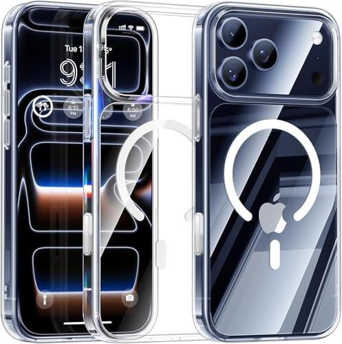 Inoova Magnetic Shockproof Case for iPhone 17 Pro Max, TPU Silicon Cover, Military-Grade Drop Protection, Translucent Anti-Fingerprint Design - Clear